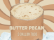 Butter Pecan ice cream in a 3 gallon DeConna tub with creamy golden base and toasted pecan pieces.